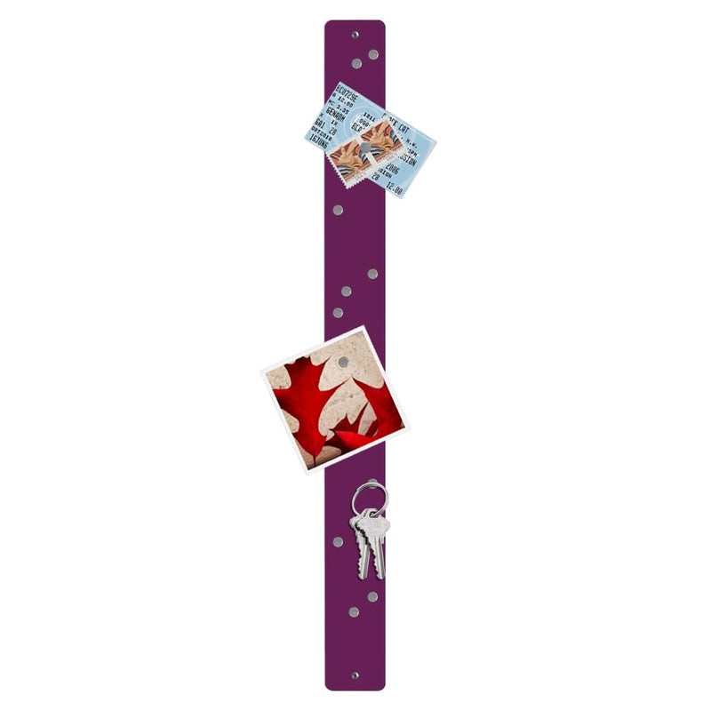 Three by Three Seattle 28 x 2.5 Inch Metal Strip Frameless Magnetic Bulletin Board with 12 Magnets for Memos, Photos, Lists, and More in Office, Home, or School DÃ©cor (Plum) - Image 3